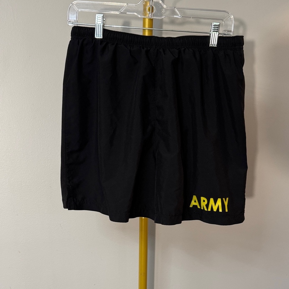 U.S. Army Black Athletic Shorts with Yellow 'ARMY' Lettering